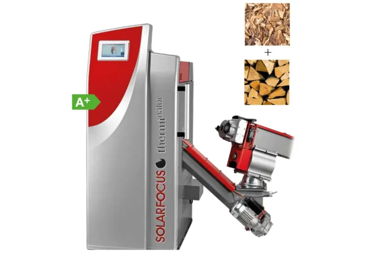 Chaudière SOLARFOCUS therminator II avec vis d'alimentation en bois déchiqueté
